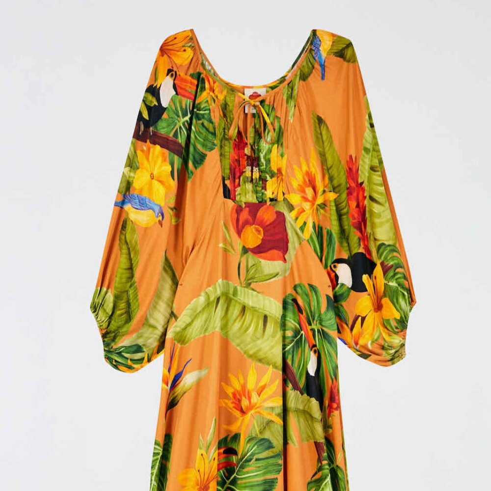 Farm Rio “Tropical Desire Midi Dress” Size Large